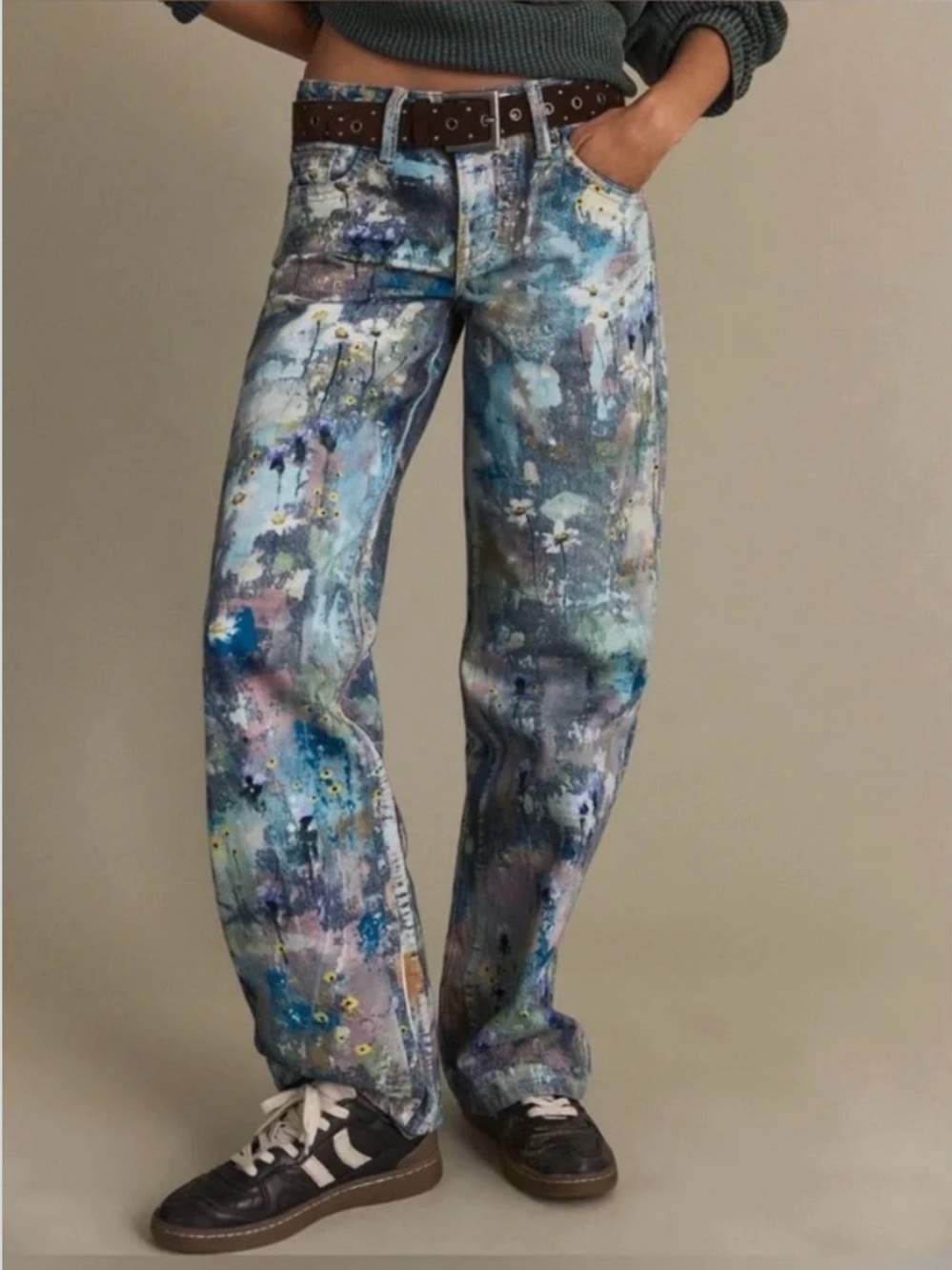 We The Free Multicolor Artistic Paint-Splatter Jeans